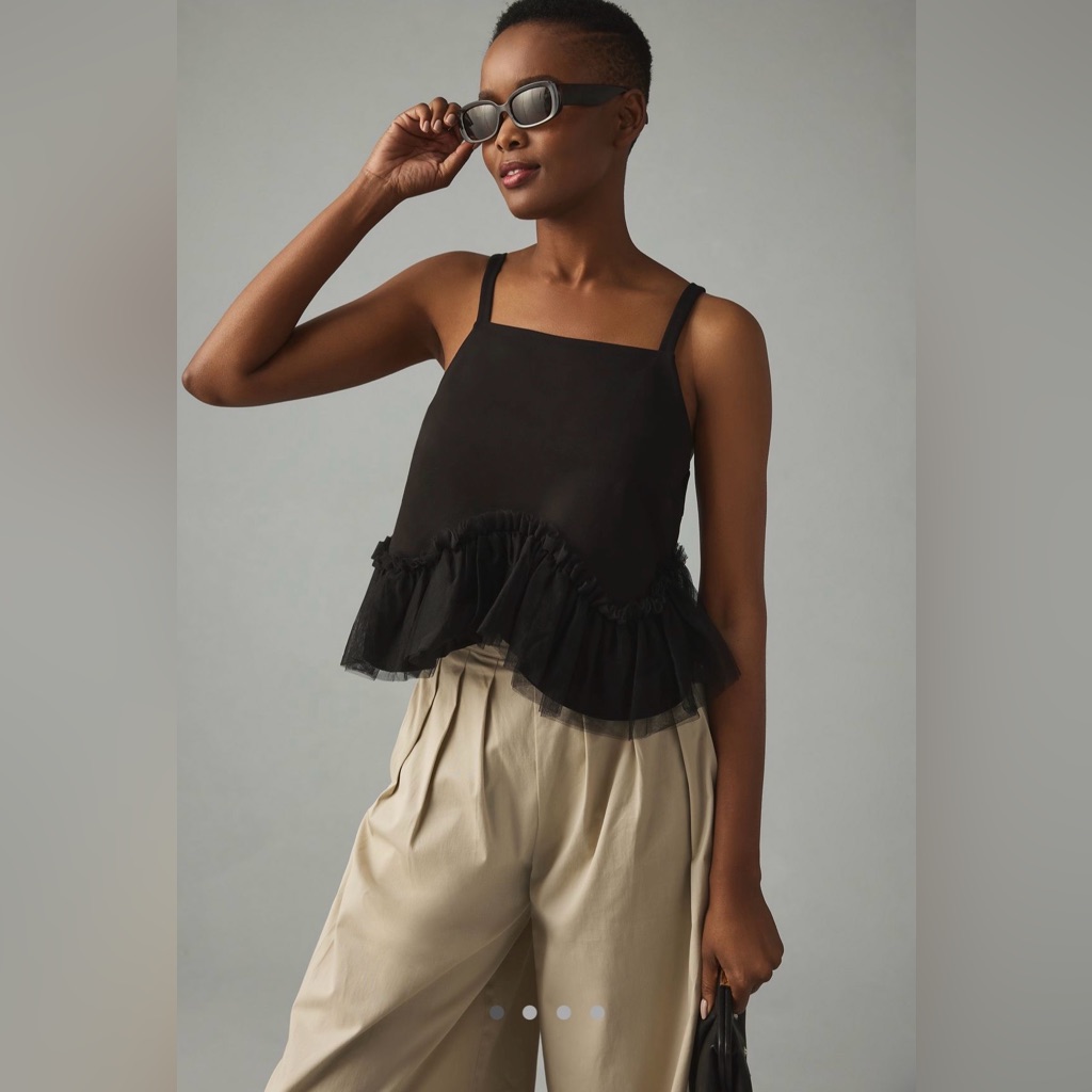 Anthropologie Crop Tulle Tank